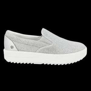 Michael Kors Women's Silver Glitter Slip On Sneakers Sz 10M White Platform Sole